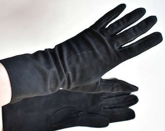 Emile Perrin gloves antique Fortnum & Mason kid leather 6.5 French black mourning