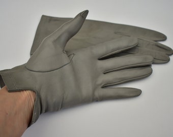 Gants en cuir gris clair non doublés 7,5