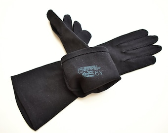 40&#39;s gloves black 40&#39;s  vegan suede look cotton gauntlet Crescendoe
