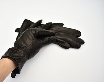 Gants en peau de mouton 7,5 boutons de manchette chaud noir moto