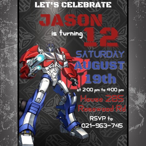 Optimus Prime Party - Etsy
