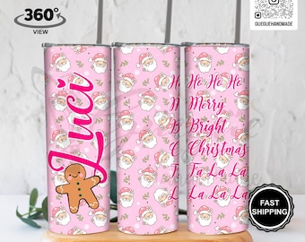 Vaso navideño personalizado: Taza de acero inoxidable Pink Coquette