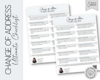 Real Estate Change of Address Checklist for Home Real Estate Marketing Editable Templates Canva Branding