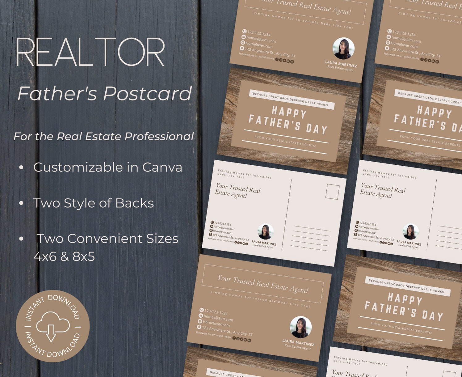 Real Estate Father's Day Postcard, Real Estate Marketing, Agent Mailer