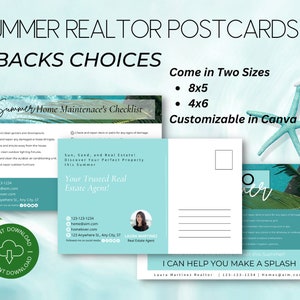 Carte postale d'été pour agent immobilier Carte Hello Summer pour agent immobilier Carte d'agriculture pour agent immobilier Cartes postales pour agent immobilier marketing sur toile éditable