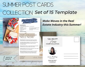 Realtor Summer Postcard, Real Estate Summer Marketing Postcard, Realtor Summer Postcard Template, Real Estate Farming Card Editable on Canva