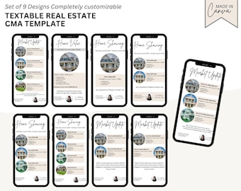 Housing Market Update Textable Real Etate template for Real Estate agent Digital marketing Realtor Textable CMA editable in Canva