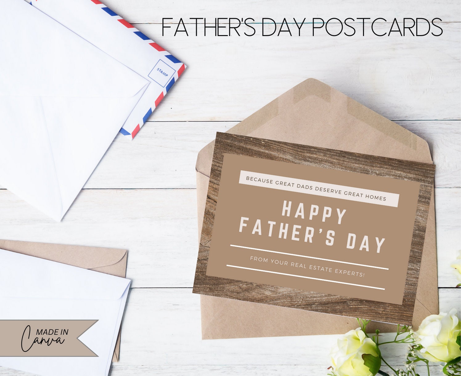 Real Estate Father's Day Postcard, Real Estate Marketing, Agent Mailer
