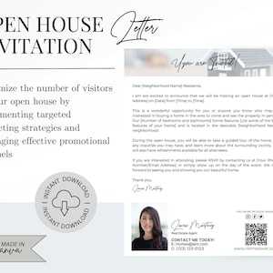 Invitación a puertas abiertas para agentes inmobiliarios Carta agrícola profesional Plantillas de marketing editables en Canva Descargar