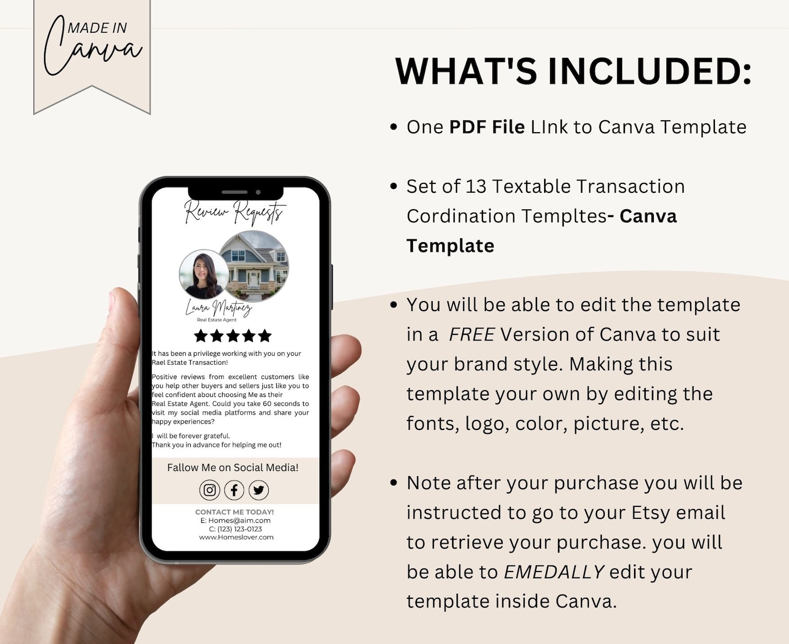 Realtor Real Estate Transaction Coordinator Templates Textable Canva