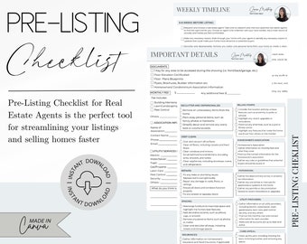 Pre-Listing Checklist Package for Real Estate Agents Edit in Canva, Templates for Buyers and Sellers, Realtor Marketing, homes
