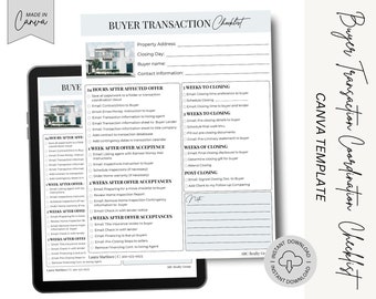 Buyer transaction Checklist Buyers Agent Transaction Checklist Realtor Marketing Tool Realtor Transaction Coordinator Checklist Template