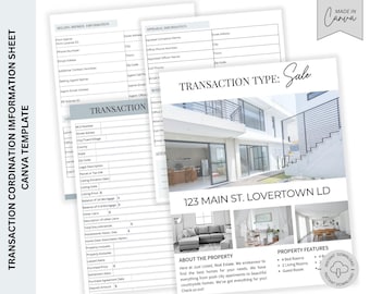 Real Estate Transaction Cover Sheet Transaction Coordinator Information Relators Marketing Forms Transaction Cover Letter PDF Printable