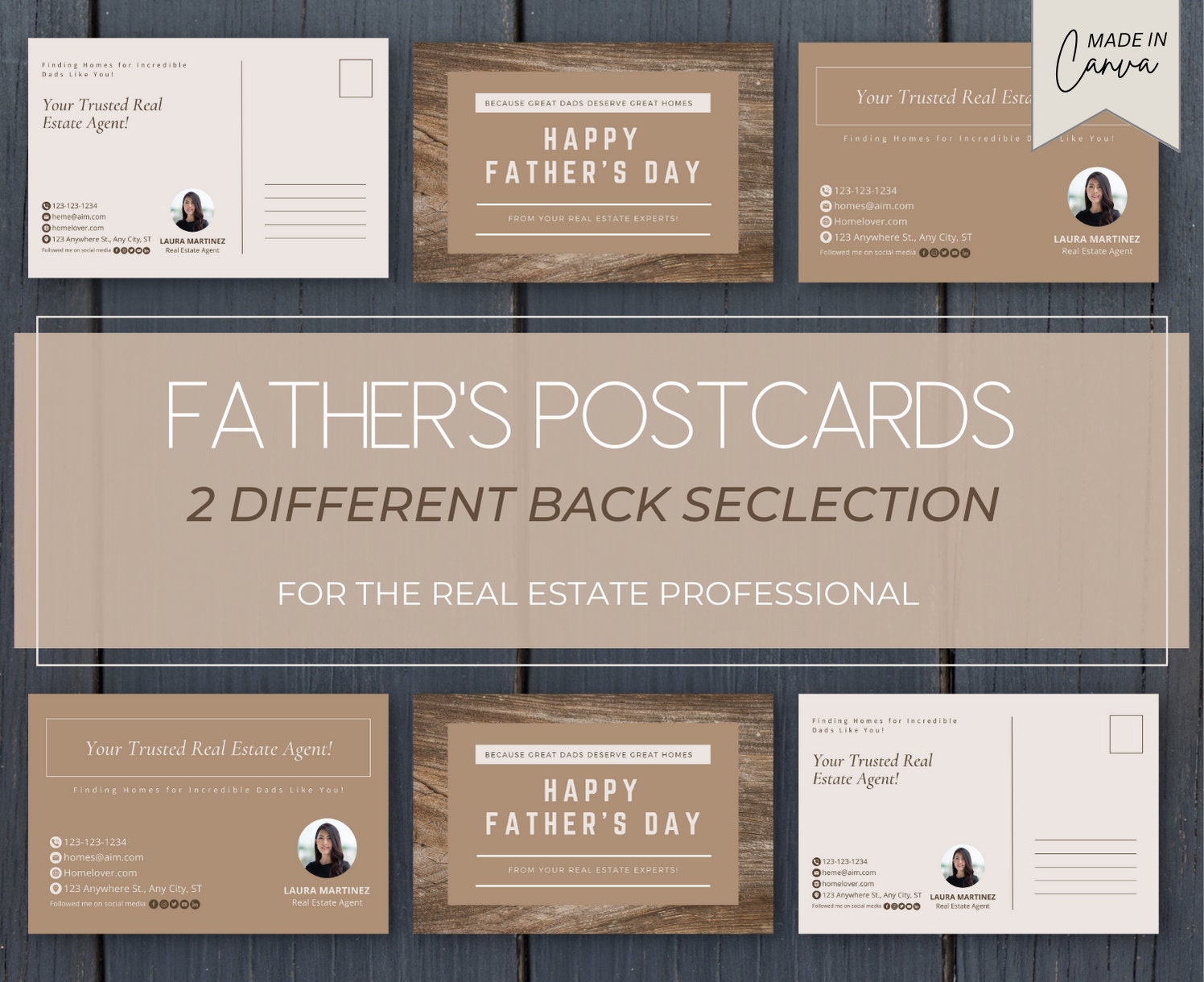 Real Estate Father's Day Postcard, Real Estate Marketing, Agent Mailer