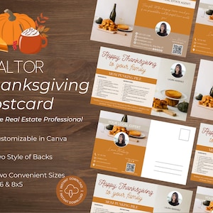 Carte postale de Thanksgiving immobilier, Agent immobilier Merci, Carte agricole, Marketing immobilier, Carte postale de Thanksgiving, Modifiable, Canva, Télécharger