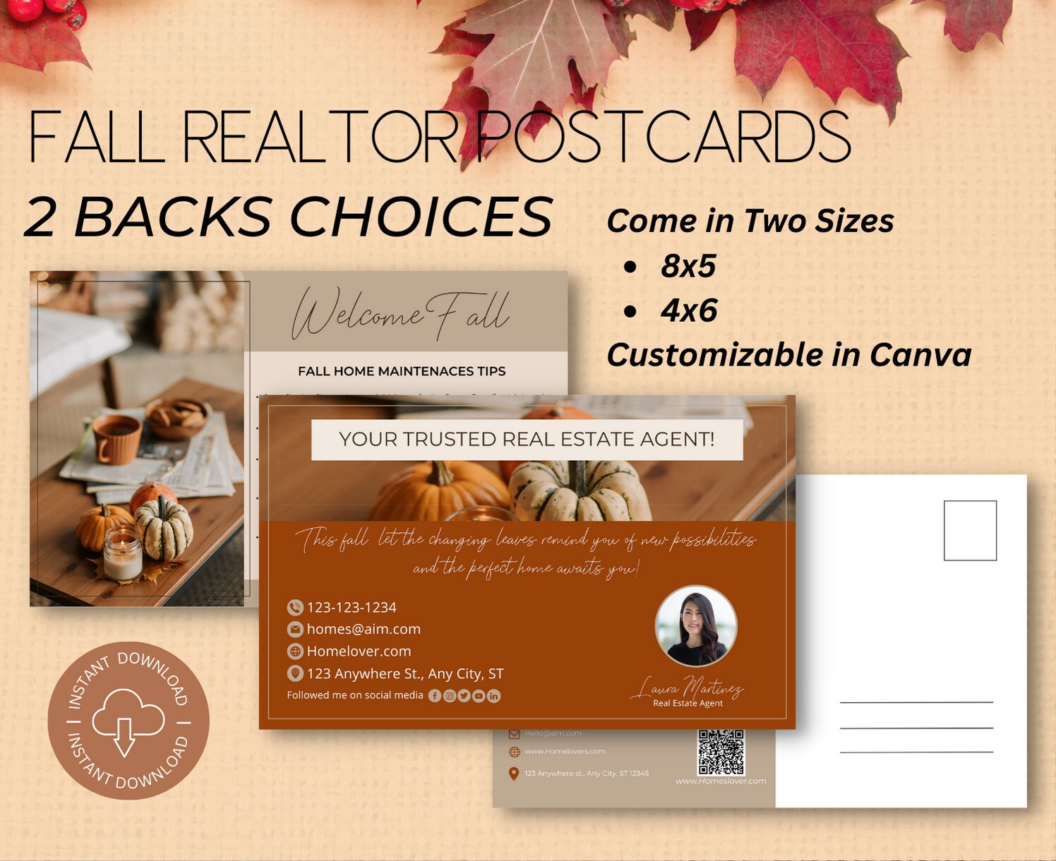 Real Estate Fall Postcard Real Estate Marketing Autumn Etsy