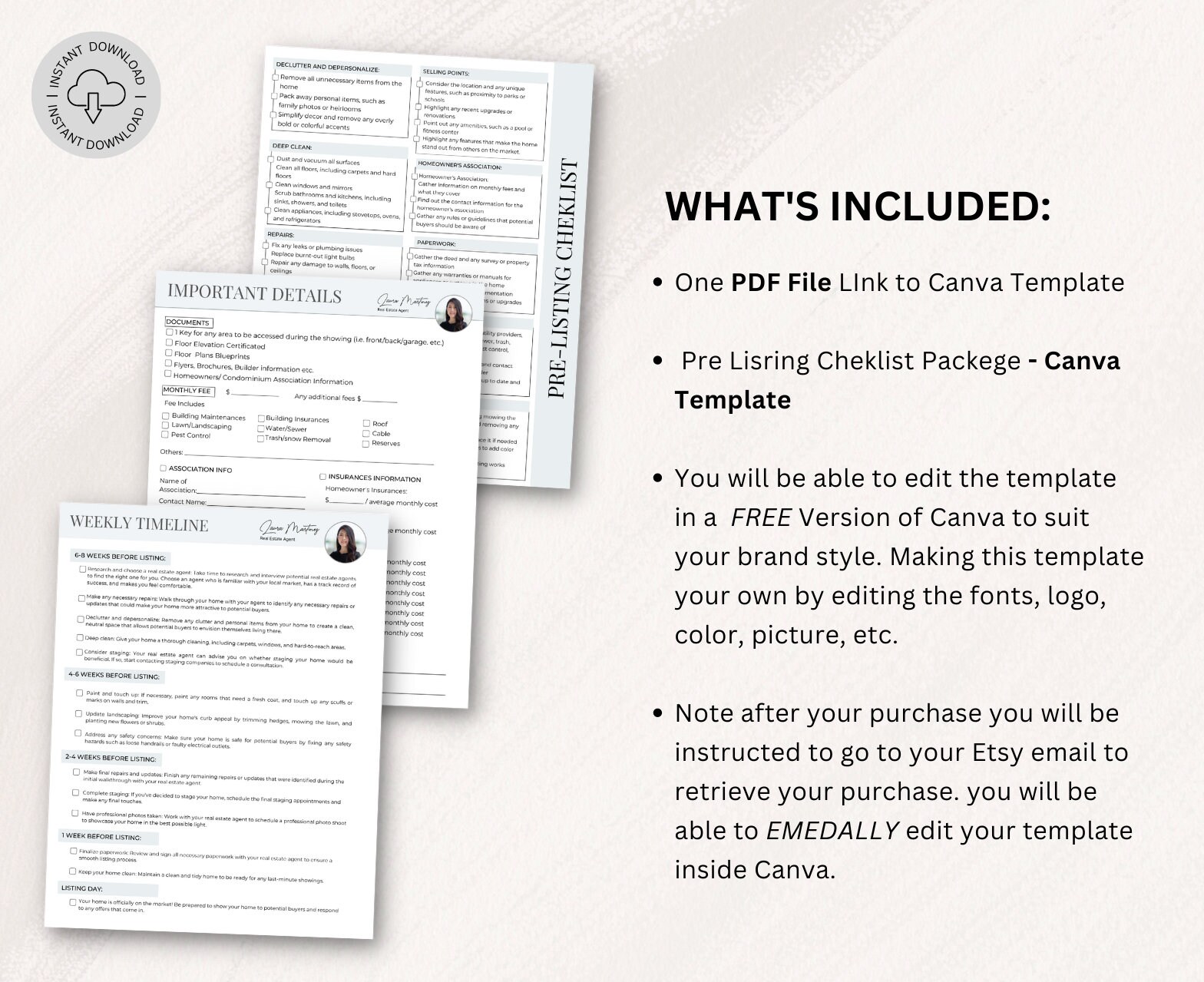 Realtors New Listing Pre-listing Checklist Package for Real Estate ...