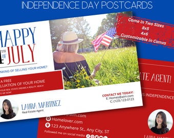 Real Estate 4th of July Postcard, Summer postCard, Real Estate Marketing, Realtor Farming Mailer Template | INSTANT CANVA DOWNLOAD