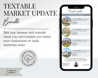 Market Update Real Estate Textable Template Real Estate Marketing  Canva Template  Text Message Update Housing Market Statistics for Clients