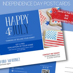 Real Estate 4th of July Postcard, Summer postCard, Real Estate Marketing, Realtor Farming Mailer Template | INSTANT CANVA DOWNLOAD