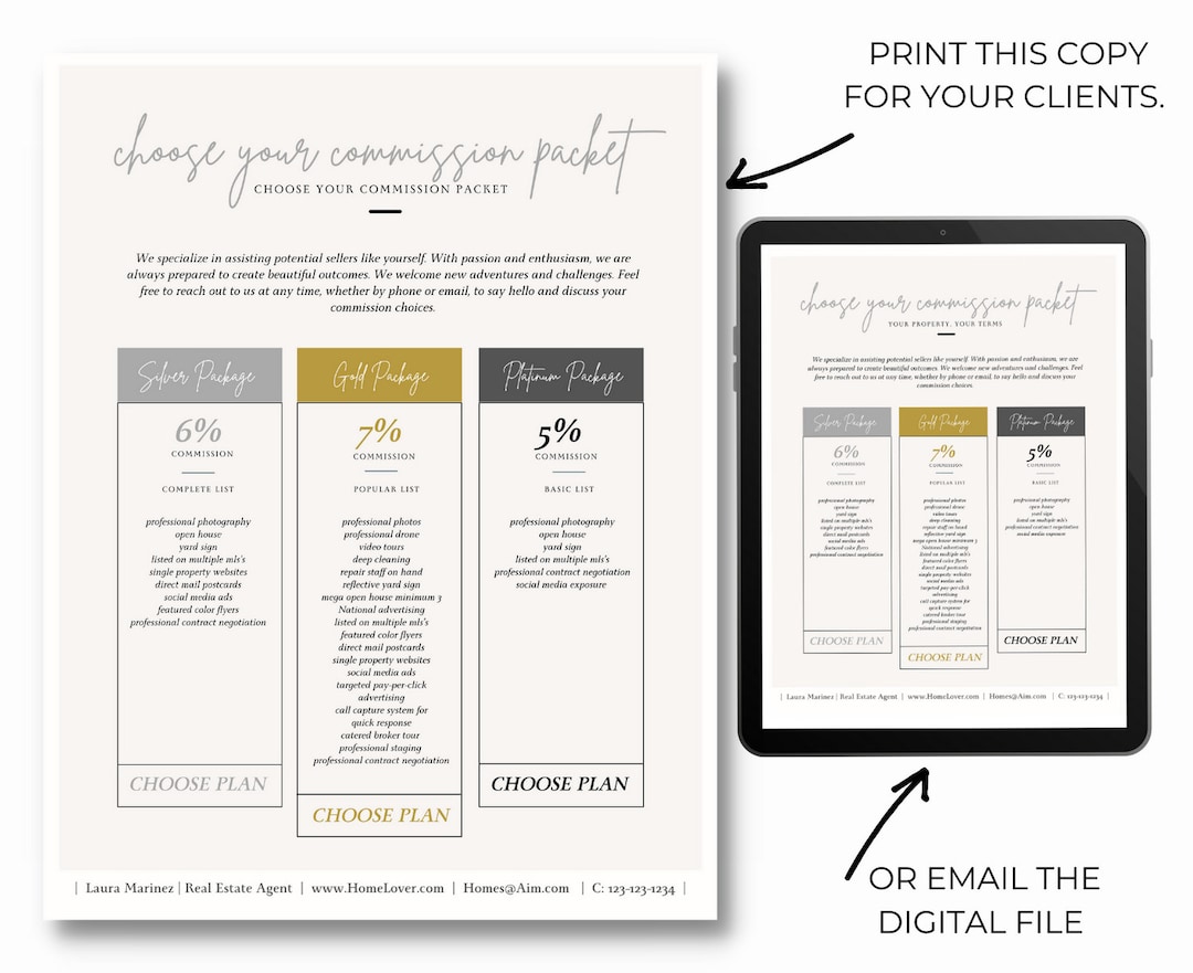 Listing Presentation, Real Estate Commission Sheets, Commission Sheet