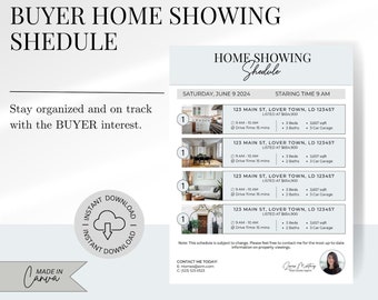 Real Estate Customizable Home Tour Schedule Realtor Flyer Design & High-Performing Real Estate Marketing Tool House Showing Flyer Template