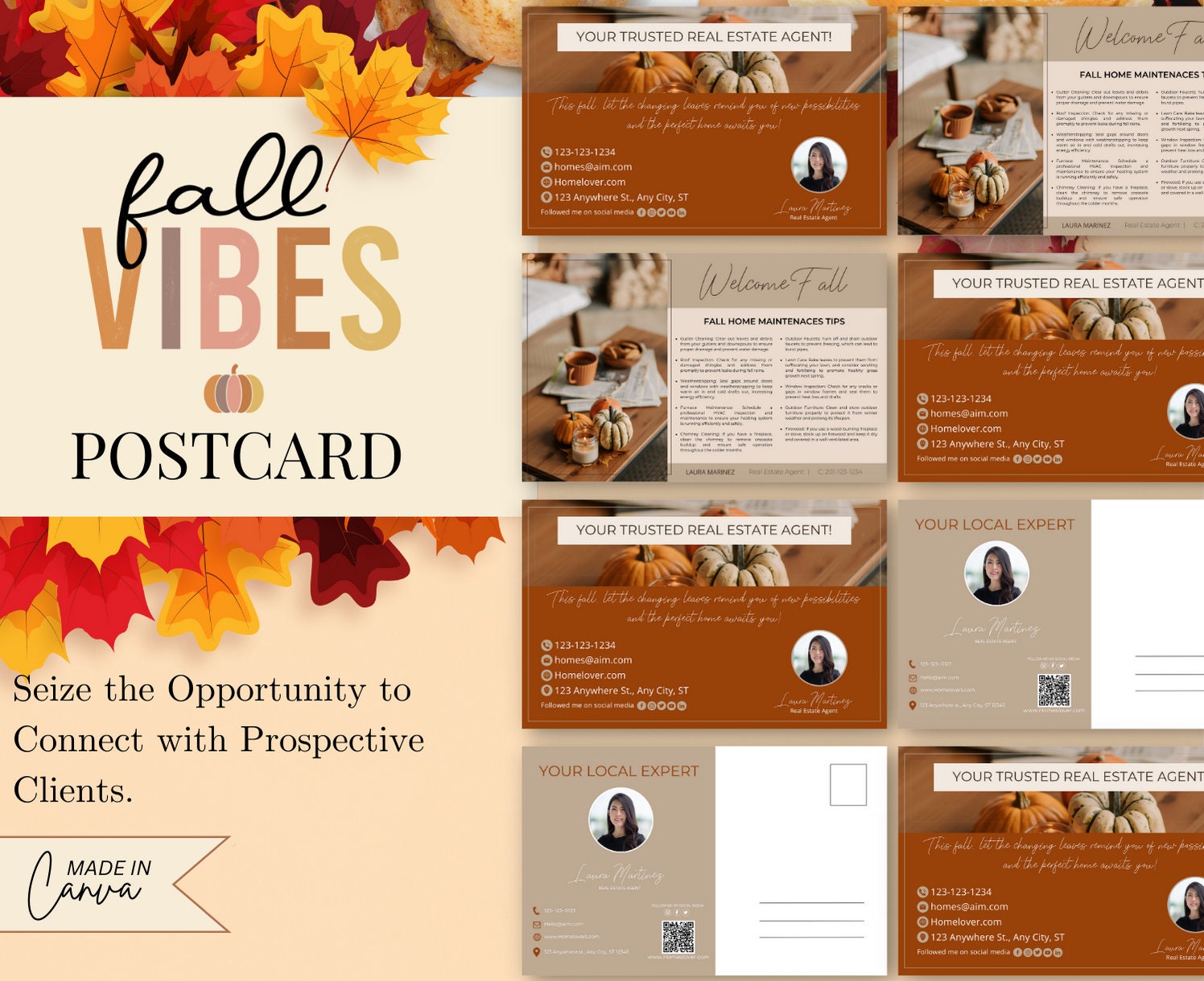 Real Estate Fall Postcard Real Estate Marketing Autumn Etsy