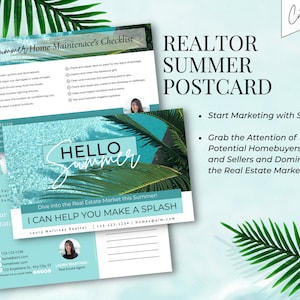 Inmobiliaria Verano Postal Agente de Bienes Raíces Hola Tarjeta de Verano Tarjeta de Agricultura de Agente de Bienes Raíces Marketing inmobiliario Postales de Agente de Bienes Raíces Editable Canva