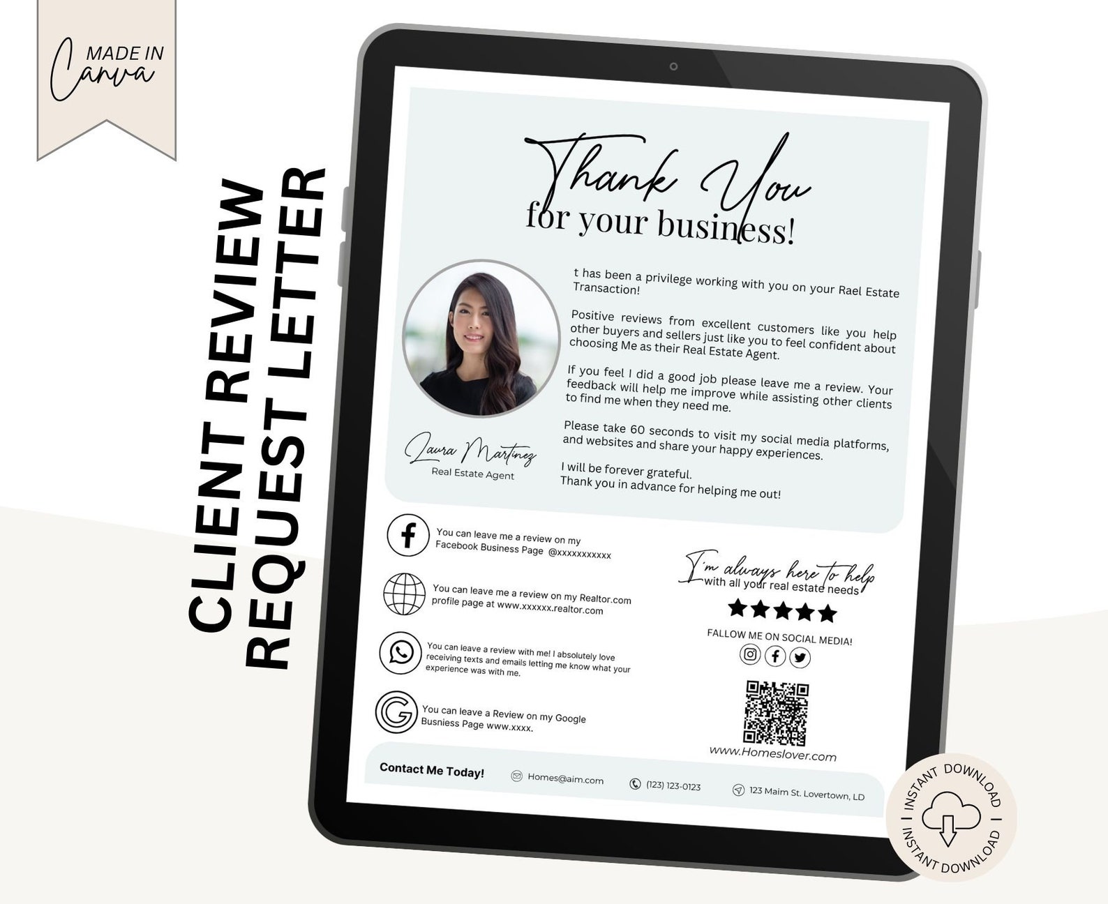 Client Review Request Flyer for Real Estate Agent Review Request Letter ...
