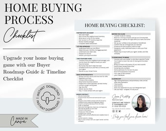 Home Buying Flyer Buyer Roadmap Guide | Home Buying Timeline | Real Estate Marketing Material | Marketing Template Checklist Canva Template