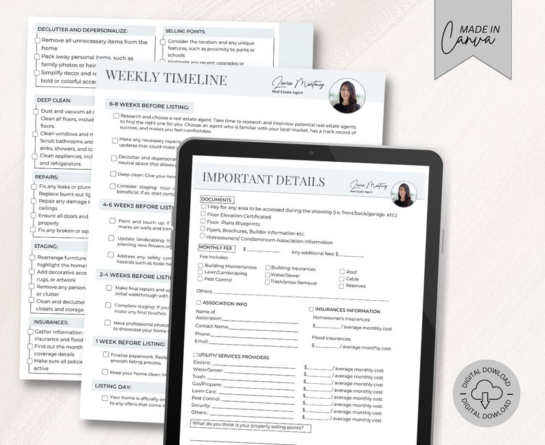 Realtors New Listing Pre-listing Checklist Package for Real Estate ...