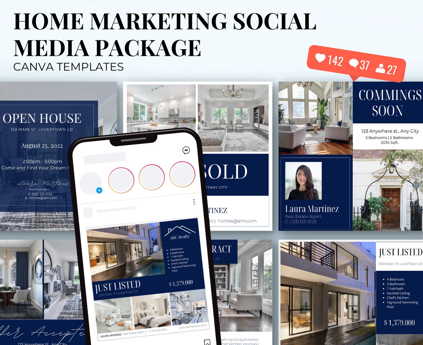 Real Estate Social Media Templates Realtor Marketing Instagram