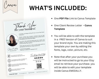 Client Review Request Flyer for  Real Estate Agent Review Request Letter Reminder Review Request Flyer Agent Marketing Flyer Canva Template