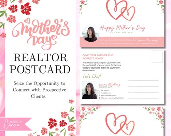 Mother's Day 2025 Realtor mailable Postcard real estate Marketing editable in Canva template postcard for mom special day from Realtor