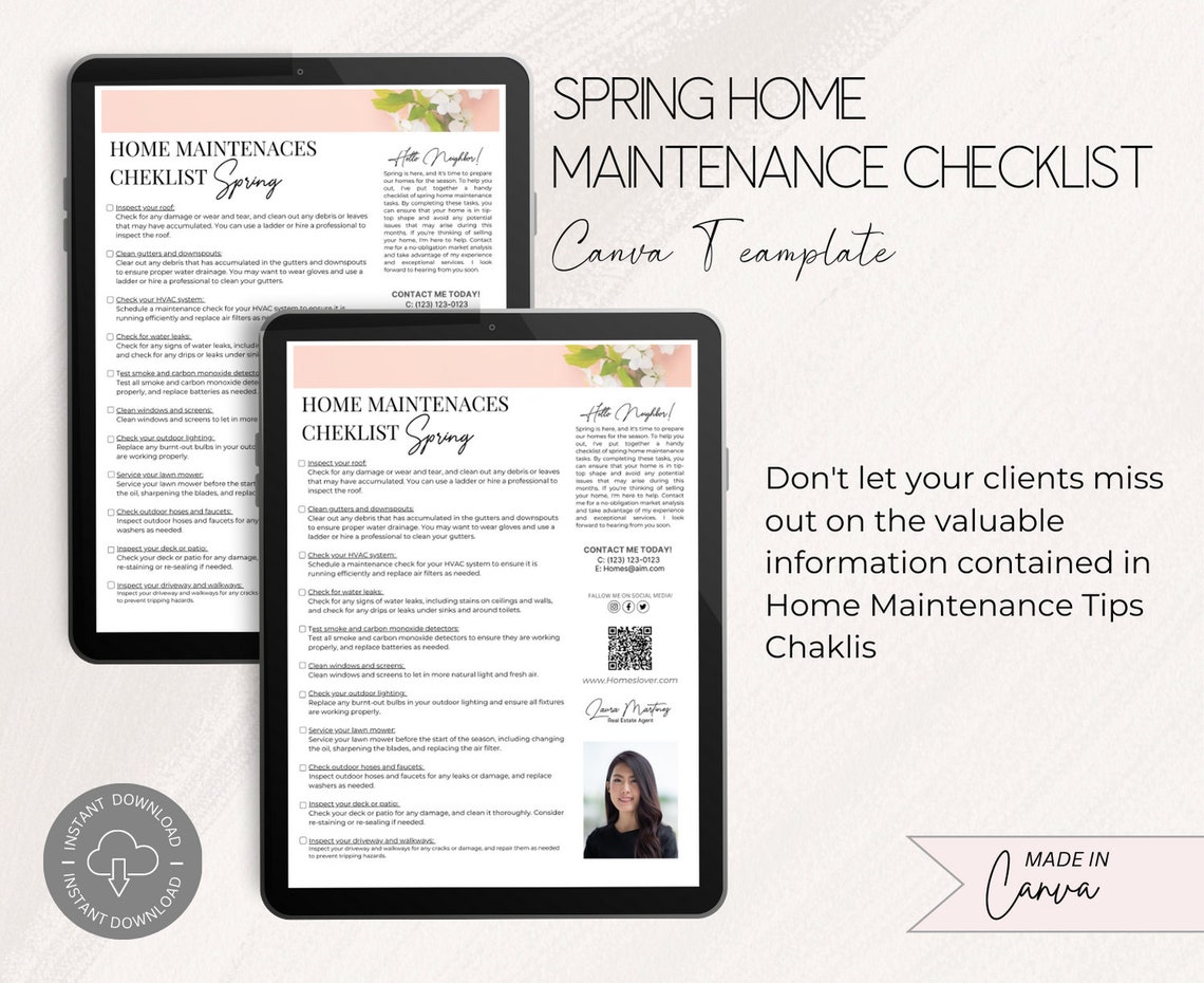 Spring Home Maintenance Checklist for Real Estate Agents Canva ...