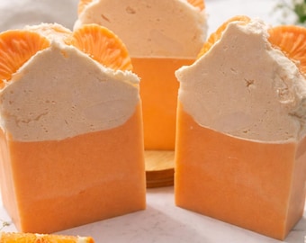 Satsuma Orange Whipped Goat Milk Soap, Artisan Citrus Bar