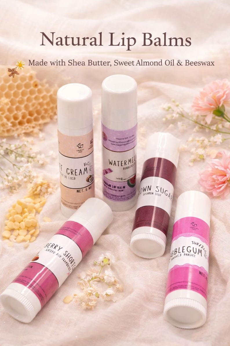 Natural Flavored Lip Balm, Shea Butter, Beeswax image 1