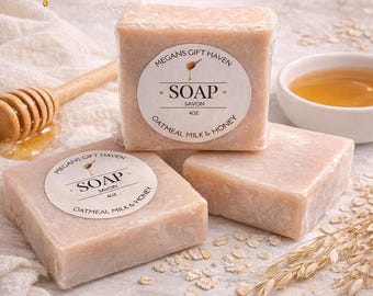 Oatmeal Milk and Honey Scented 3 butters Soap, Nourishing Bar