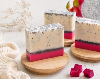 Dragonfruit scented goats milks and 3 butters soap, bar soap, scented soap, exfoliating soap