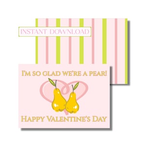 Carte de Saint-Valentin, carte de correspondance, carte de voeux, carte de vœux, poire Saint-Valentin (carte de correspondance pliée imprimable, téléchargement numérique instantané)