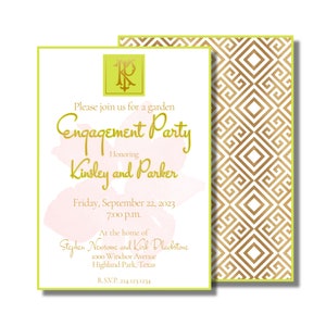Wedding Invitation, Gold and White Interlocking Monogram, Style 2 (printable flat invitation, custom digital download) *Wedding Suite*