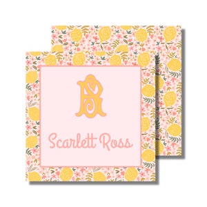Étiquette cadeau, enveloppe cadeau, carte de visite, autocollant, monogramme limonade rose (étiquette cadeau imprimable/boîte cadeau, téléchargement numérique personnalisé)