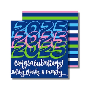 Etiqueta de regalo de graduación, envoltura para regalo, etiqueta de recuerdo de fiesta, año de graduación colorido (etiqueta de regalo imprimible/envoltura para regalo, descarga digital personalizada)