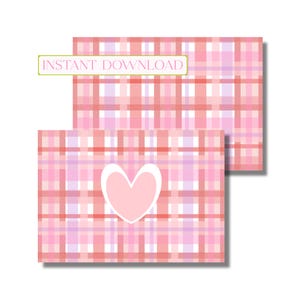 Carte de Saint-Valentin, carte de correspondance, carte de voeux, carte de vœux, bonne Saint-Valentin à carreaux (carte pour correspondance pliée imprimable, téléchargement numérique instantané)