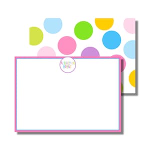 Mädchen-Briefpapier, Dankesnotizen, Karte für alle Anlässe, bunte Buchstaben in rosa (zum Ausdrucken auf einer flachen Karte, digitaler Download)
