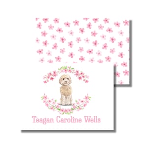 Papelería para niñas, notas de agradecimiento, tarjetas, tarjetas para cualquier ocasión, perro con dibujo de acuarela (tarjeta plegable imprimible, descarga digital personalizada)