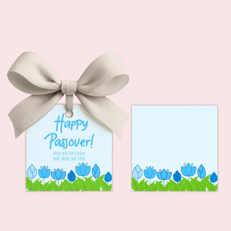 Personalized Passover Gift Tag, Printable Enclosure Card With Blue