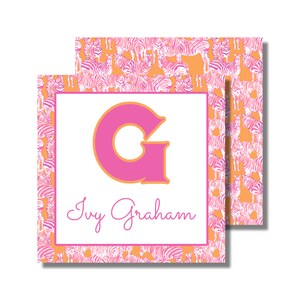 Étiquette cadeau, enveloppe cadeau, carte de visite, étiquette, autocollant, initiale unique zèbres (étiquette cadeau imprimable/boîte cadeau, téléchargement numérique personnalisé)