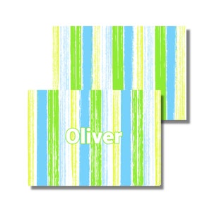 Kinder Briefpapier, Dankesnotizen, Grußkarten, Alles Anlass Karte, Name mit Grünen Streifen (druckbare gefaltete Grußkarte, benutzerdefinierte digitaler Download)