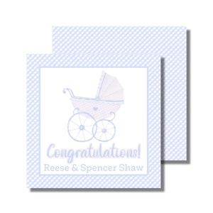 Cadeaulabel baby, geschenkverpakking, cadeaulabel babyshower, aquarel babybuggy (afdrukbaar cadeaulabel/cadeaubehuizing, aangepaste digitale download)